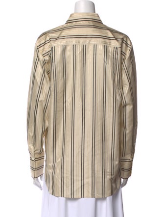 FRAME Silk Striped Button-Up Top