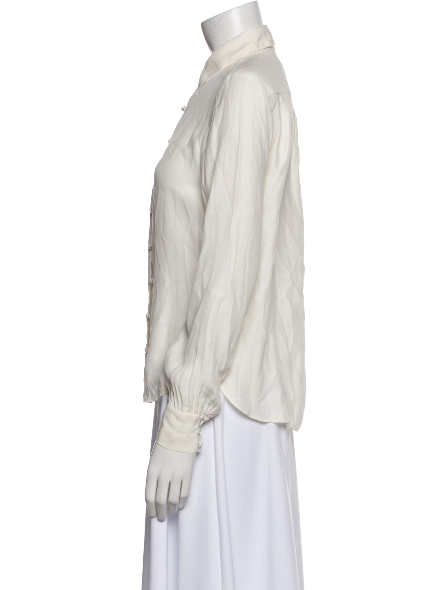 FRAME Silk Long Sleeve Button-Up Top