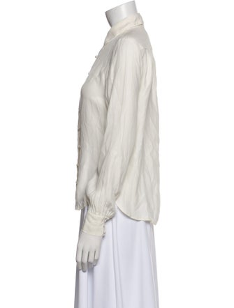 FRAME Silk Long Sleeve Button-Up Top