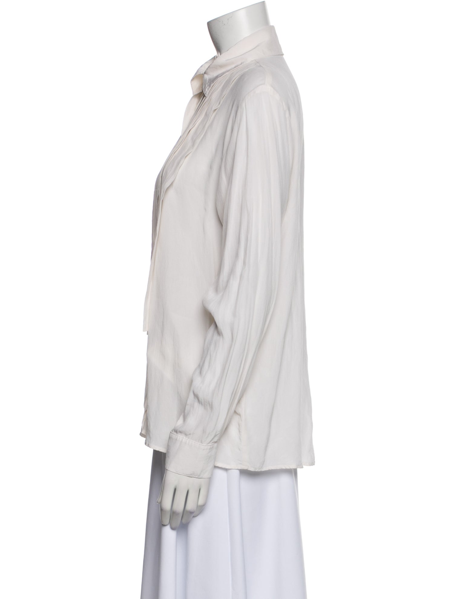 FRAME Silk Long Sleeve Button-Up Top