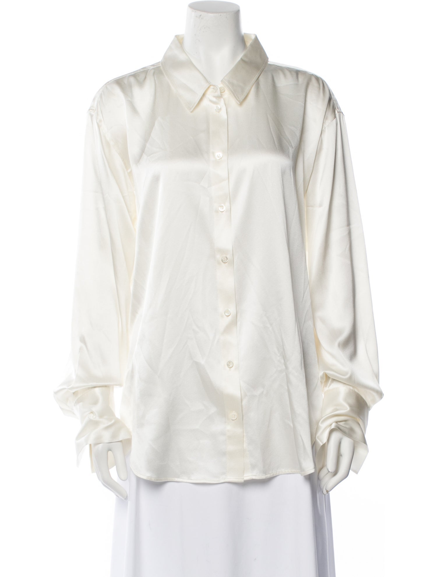 FRAME Silk Long Sleeve Button-Up Top