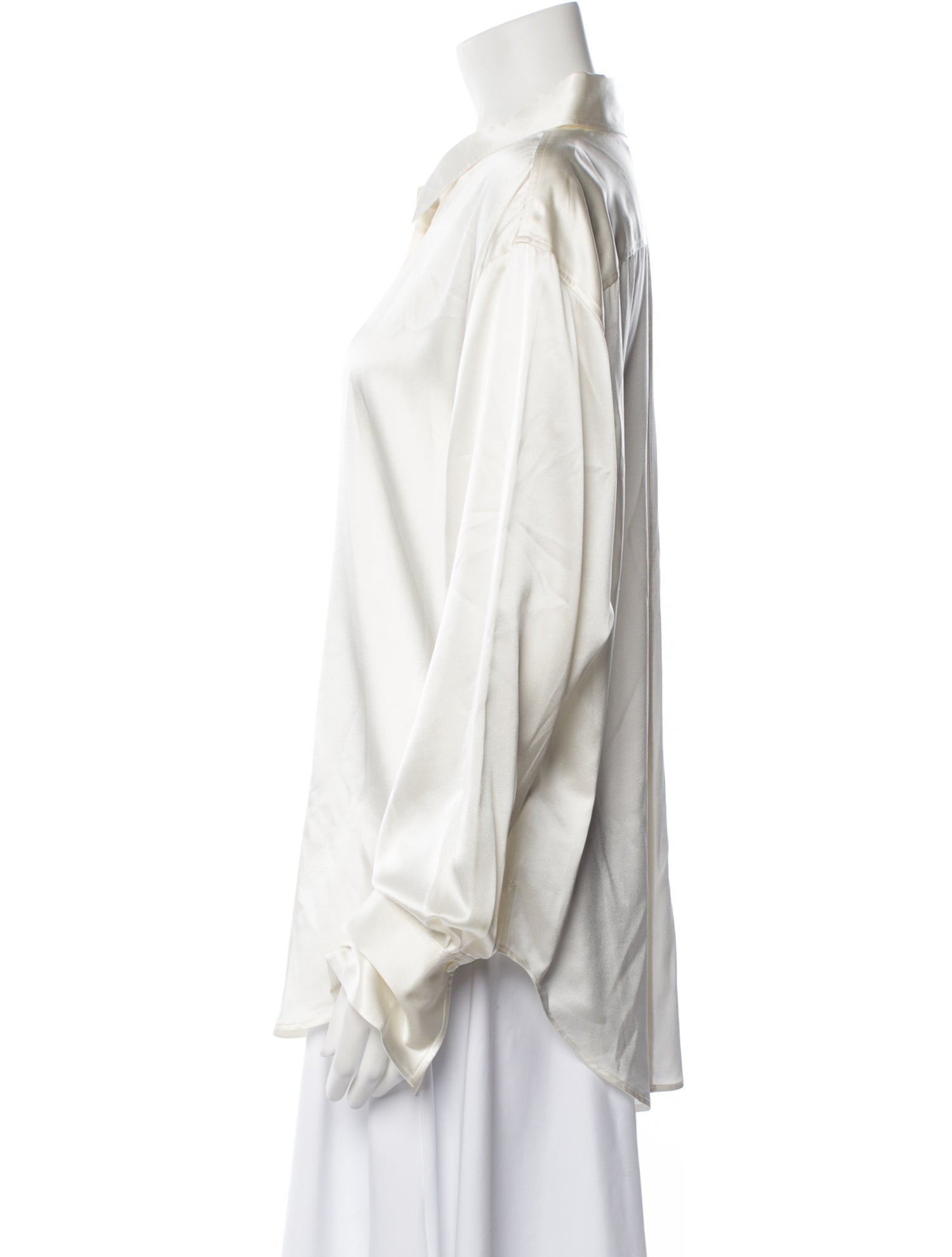 FRAME Silk Long Sleeve Button-Up Top