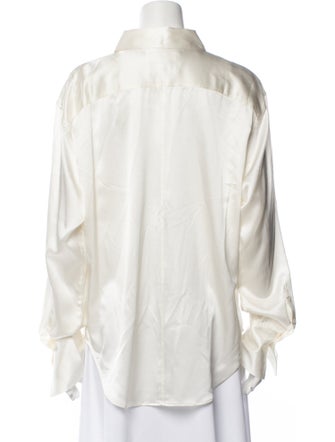 FRAME Silk Long Sleeve Button-Up Top