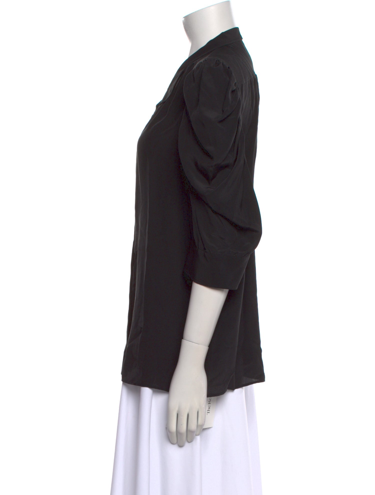 FRAME Silk Three-Quarter Sleeve Blouse