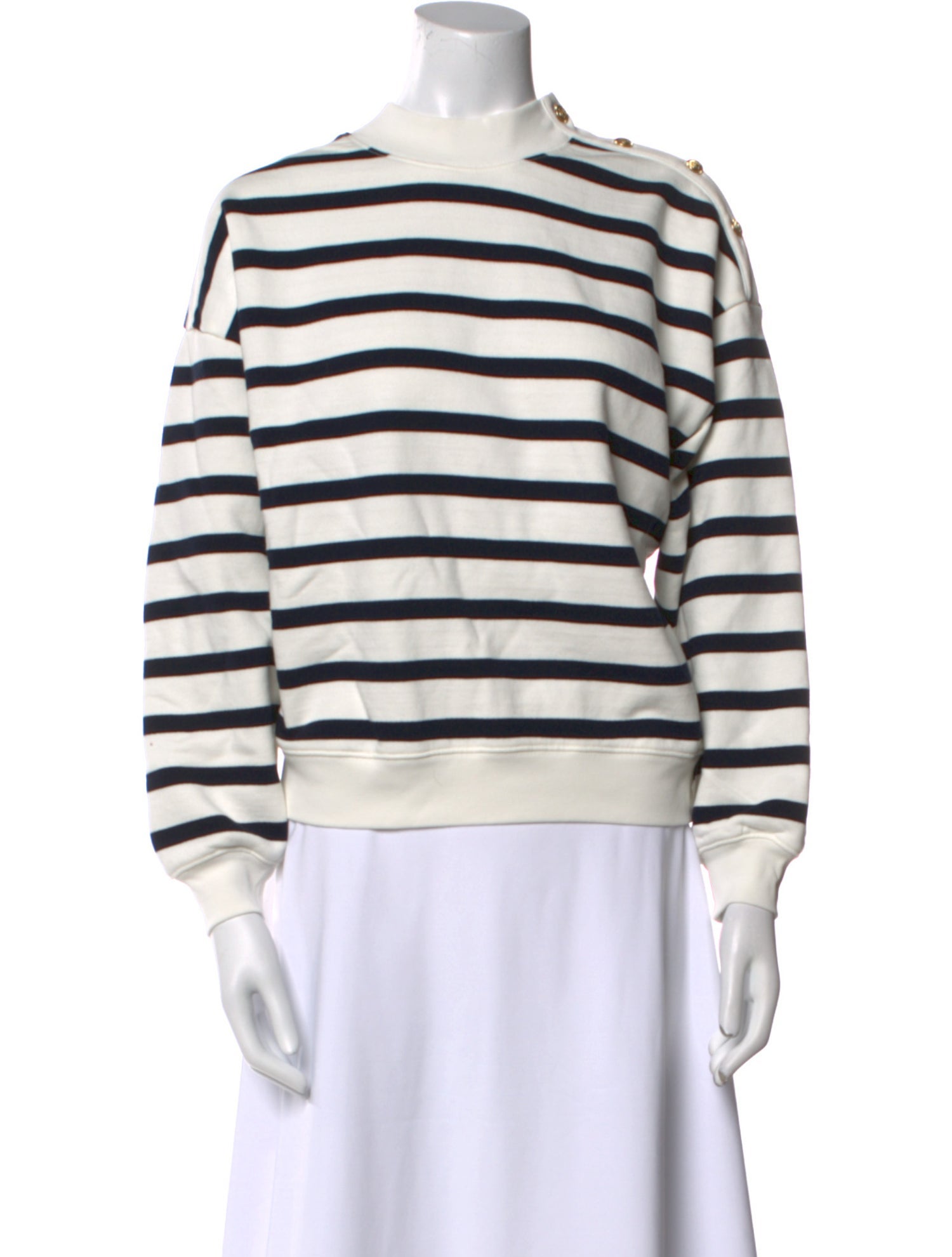 FRAME Striped Crew Neck Sweatshirt