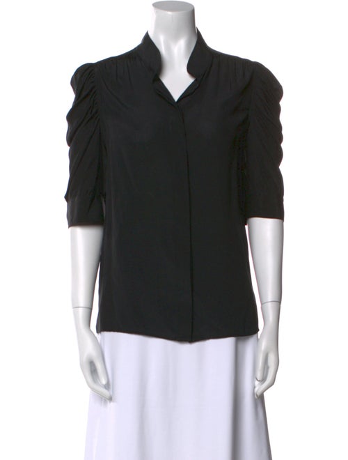 FRAME Silk V-Neck Button-Up Top