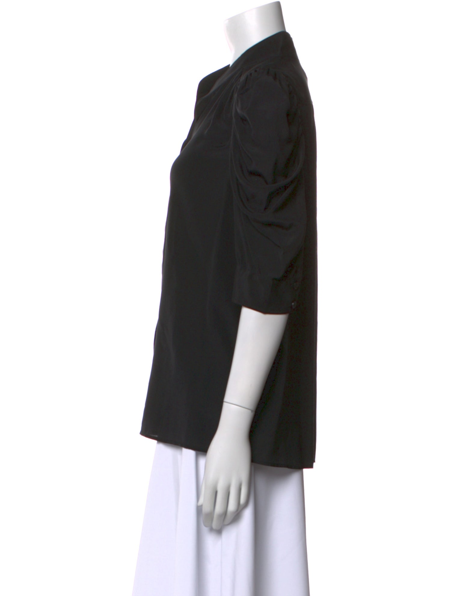 FRAME Silk V-Neck Button-Up Top