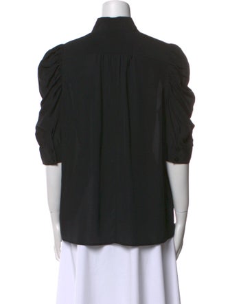 FRAME Silk V-Neck Button-Up Top