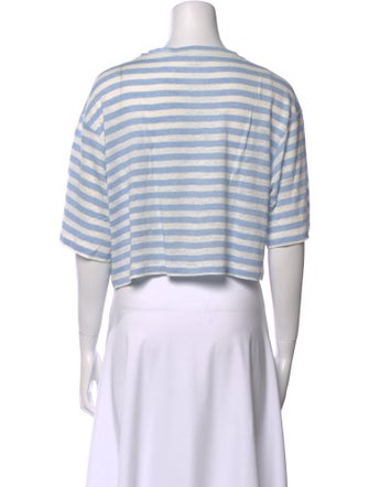 FRAME Linen Striped Crop Top