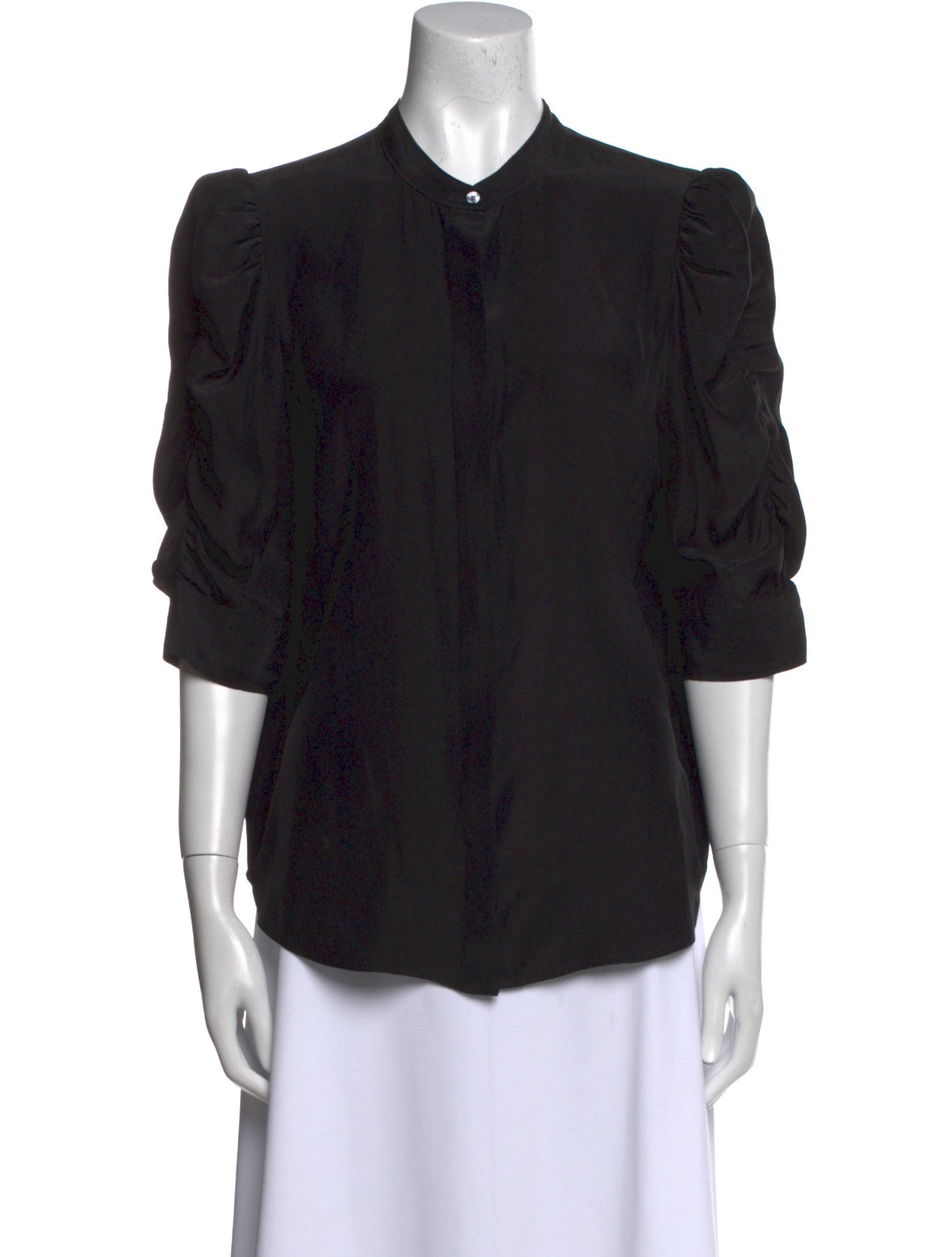 FRAME Silk Crew Neck Button-Up Top