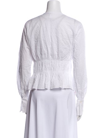 FRAME V-Neck Long Sleeve Button-Up Top