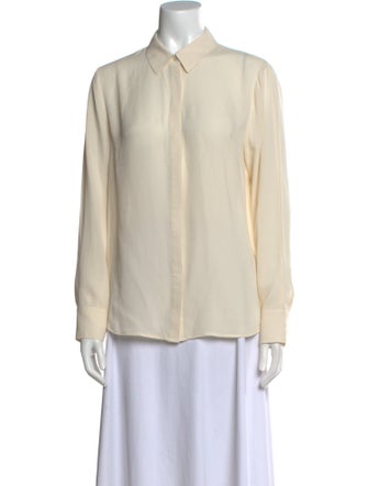 FRAME Silk Long Sleeve Button-Up Top