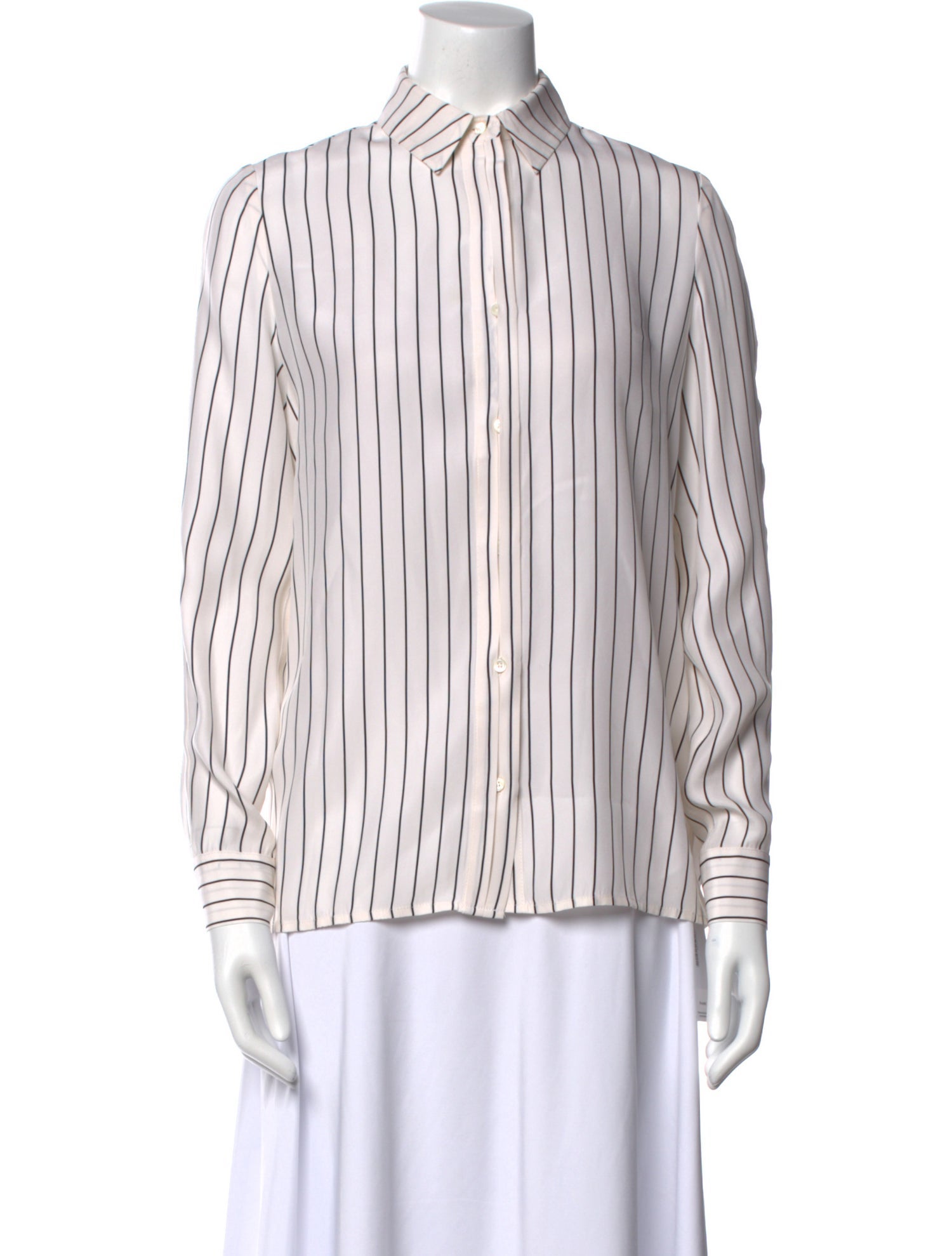 FRAME Silk Striped Button-Up Top
