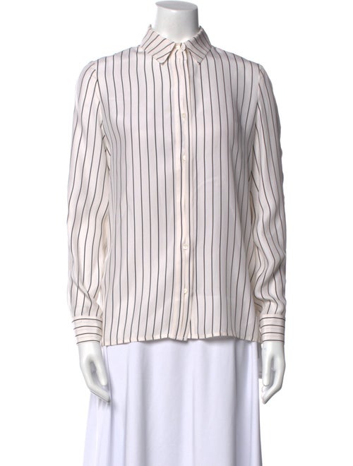 FRAME Silk Striped Button-Up Top