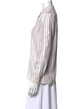 FRAME Silk Striped Button-Up Top