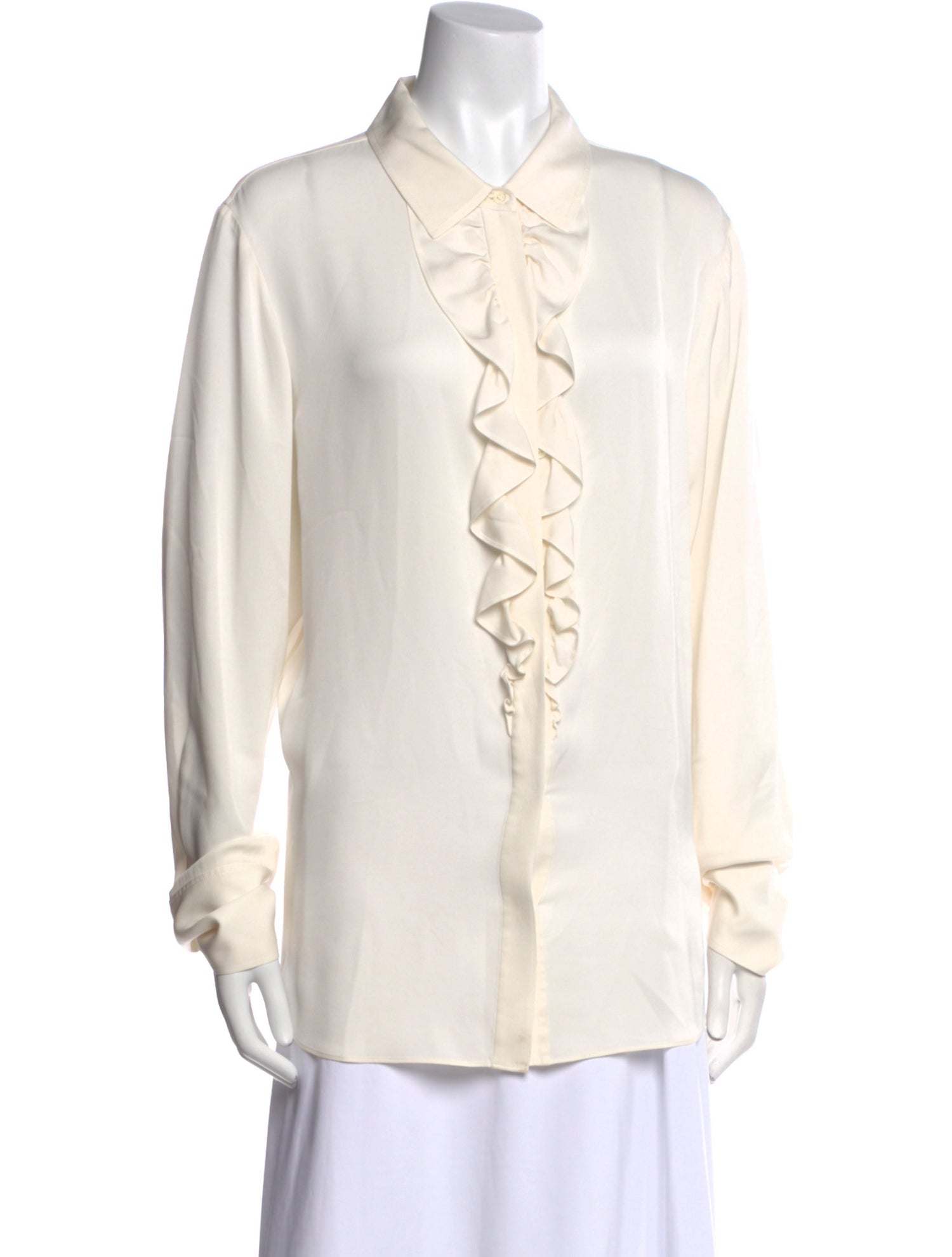 FRAME Silk Long Sleeve Button-Up Top