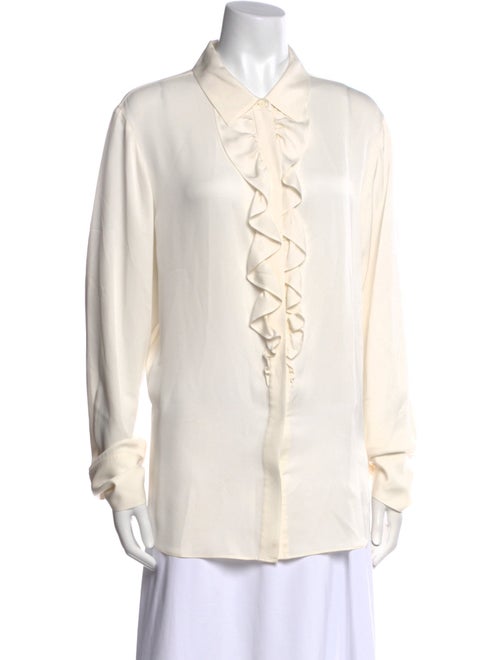 FRAME Silk Long Sleeve Button-Up Top
