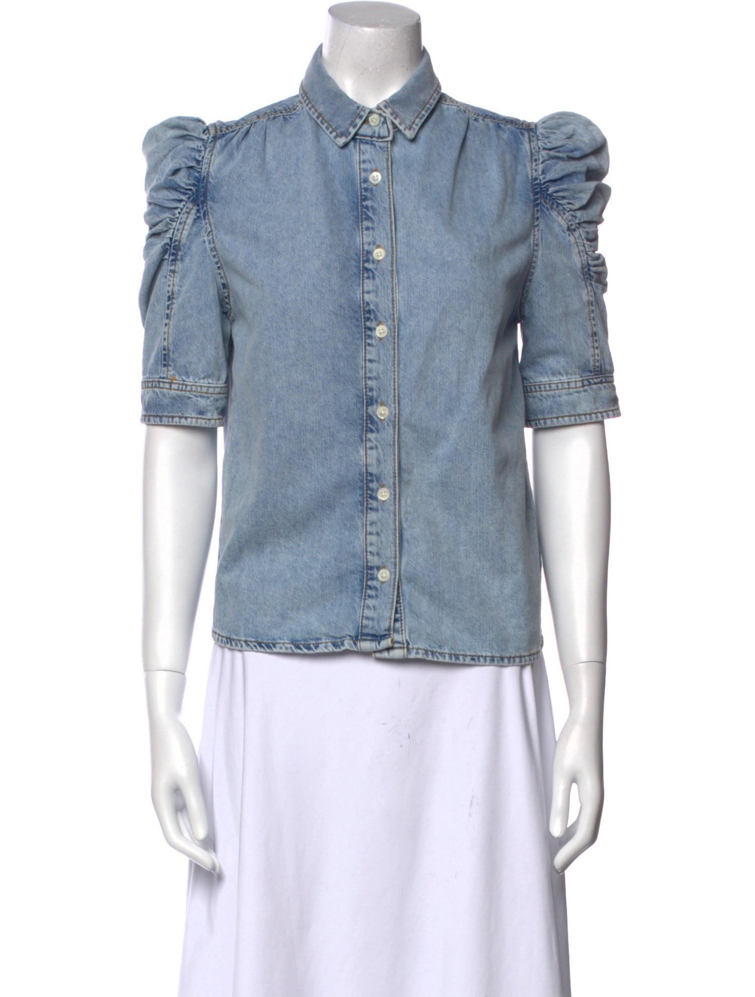 FRAME Short Sleeve Button-Up Top