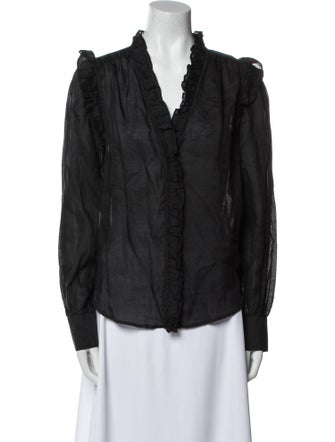 FRAME V-Neck Long Sleeve Blouse