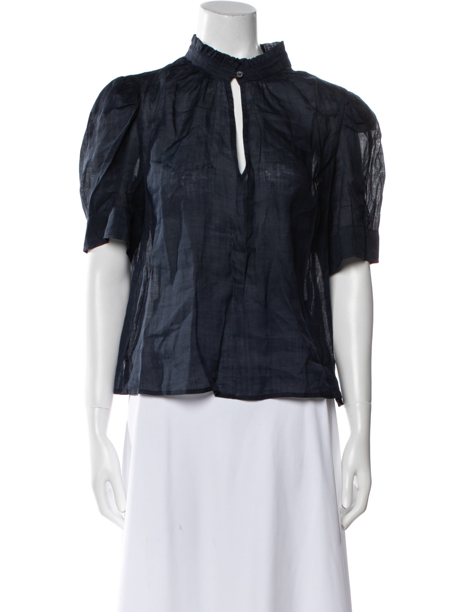 FRAME Mock Neck Short Sleeve Blouse