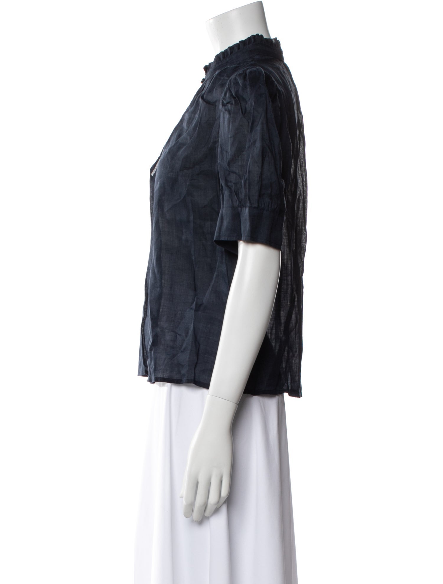 FRAME Mock Neck Short Sleeve Blouse