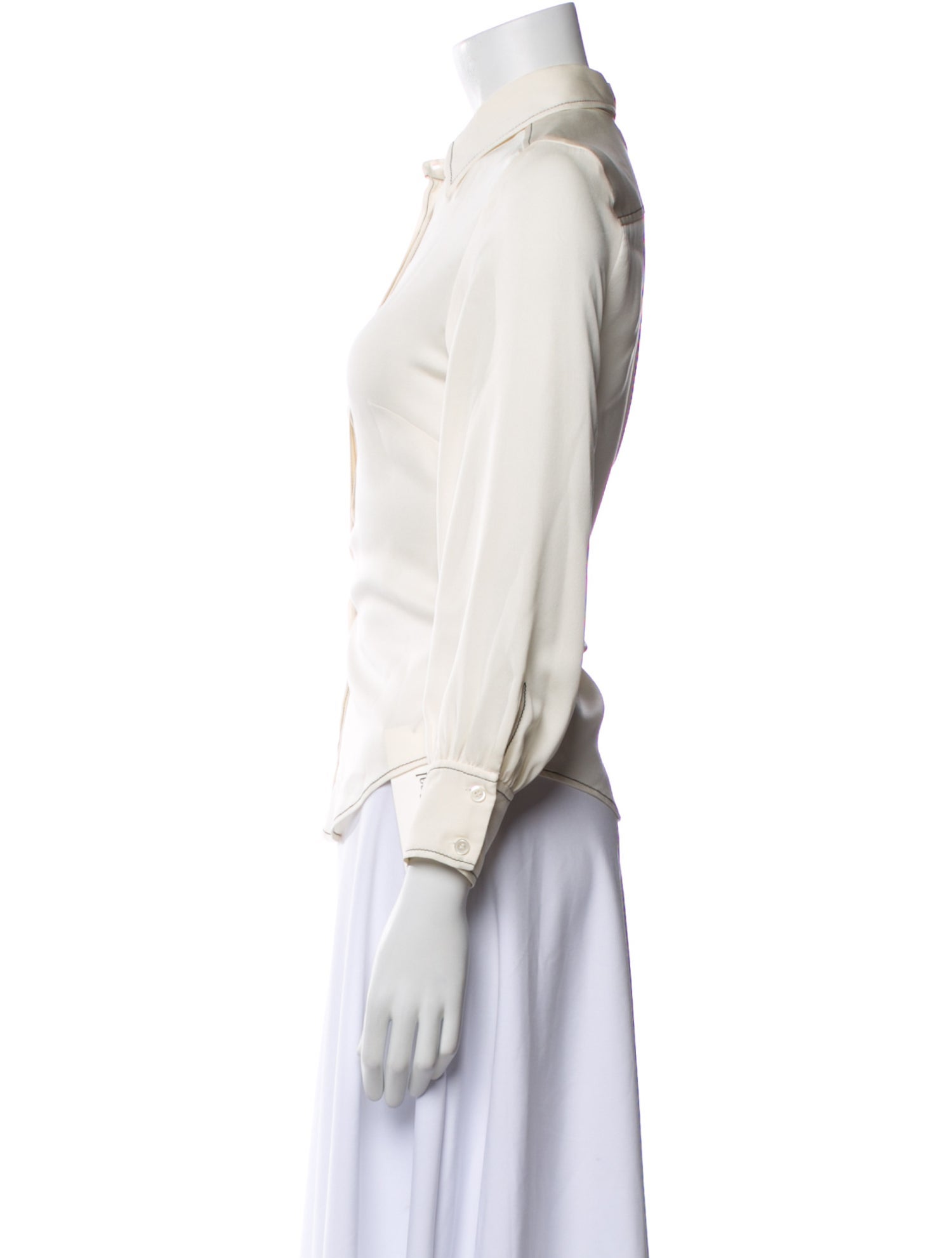 FRAME Silk Three-Quarter Sleeve Button-Up Top