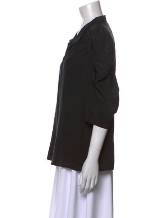 FRAME Silk V-Neck Button-Up Top