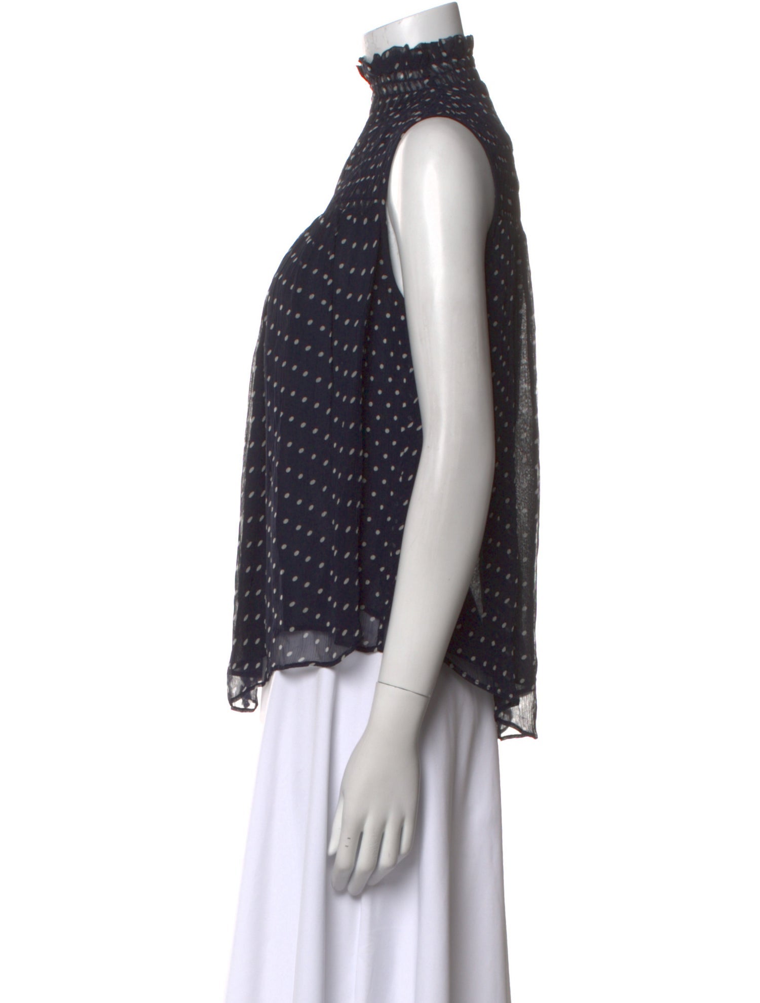 FRAME Polka Dot Print Turtleneck Top