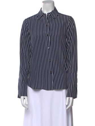 FRAME Silk Striped Button-Up Top