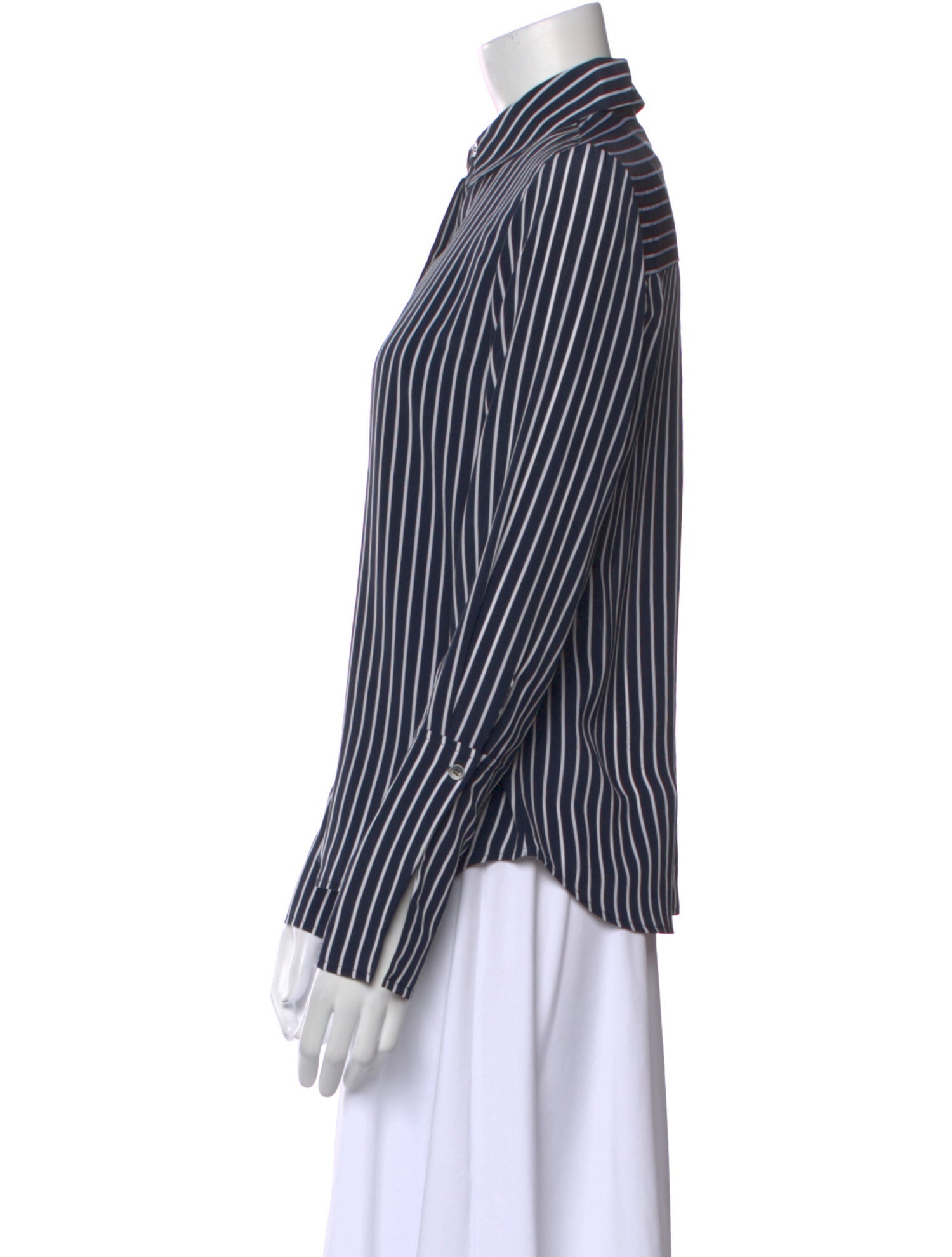 FRAME Silk Striped Button-Up Top
