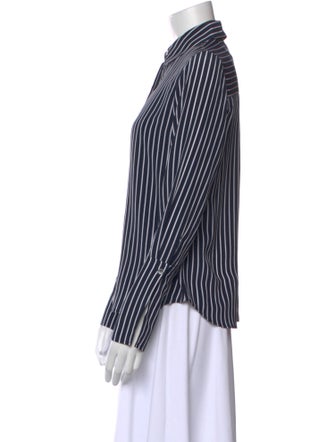 FRAME Silk Striped Button-Up Top