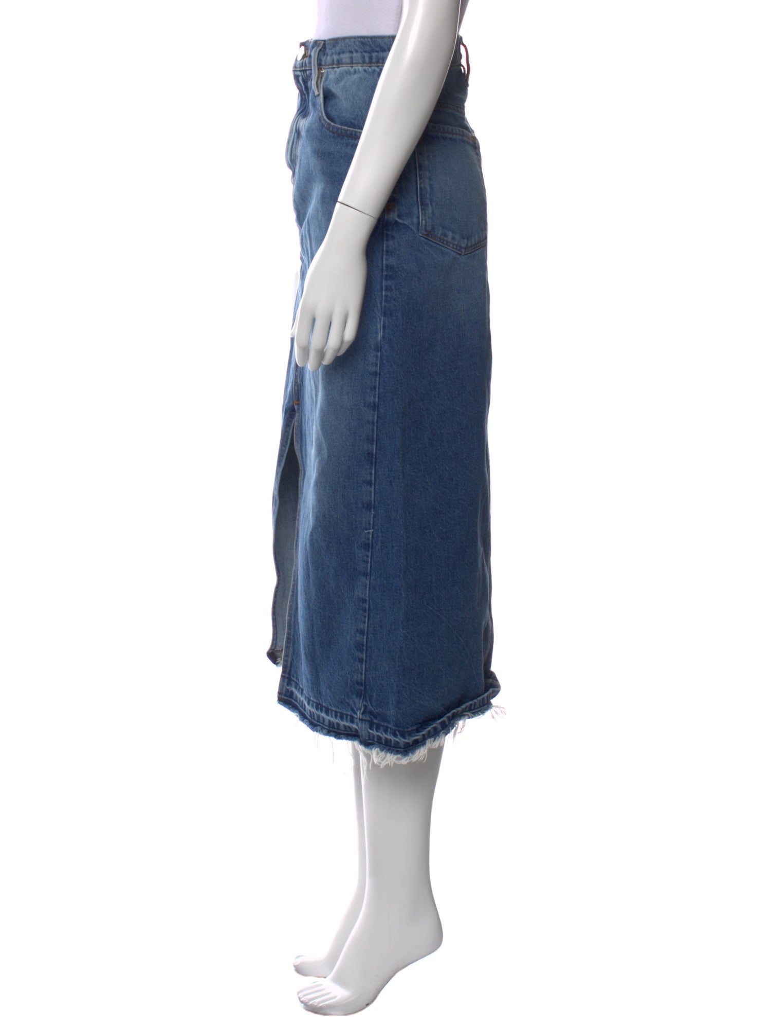 FRAME Raw-Edge Trim Midi Length Skirt