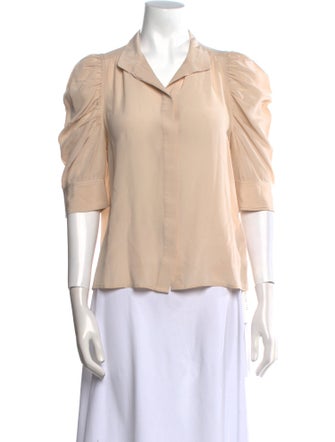 FRAME Silk Three-Quarter Sleeve Blouse