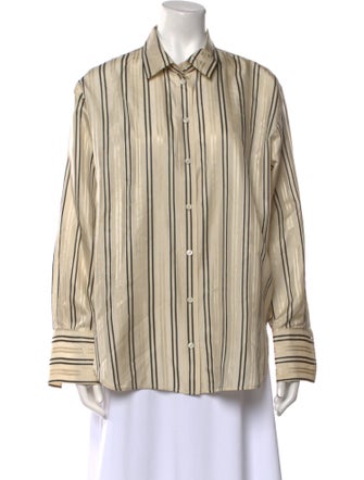 FRAME Silk Striped Button-Up Top
