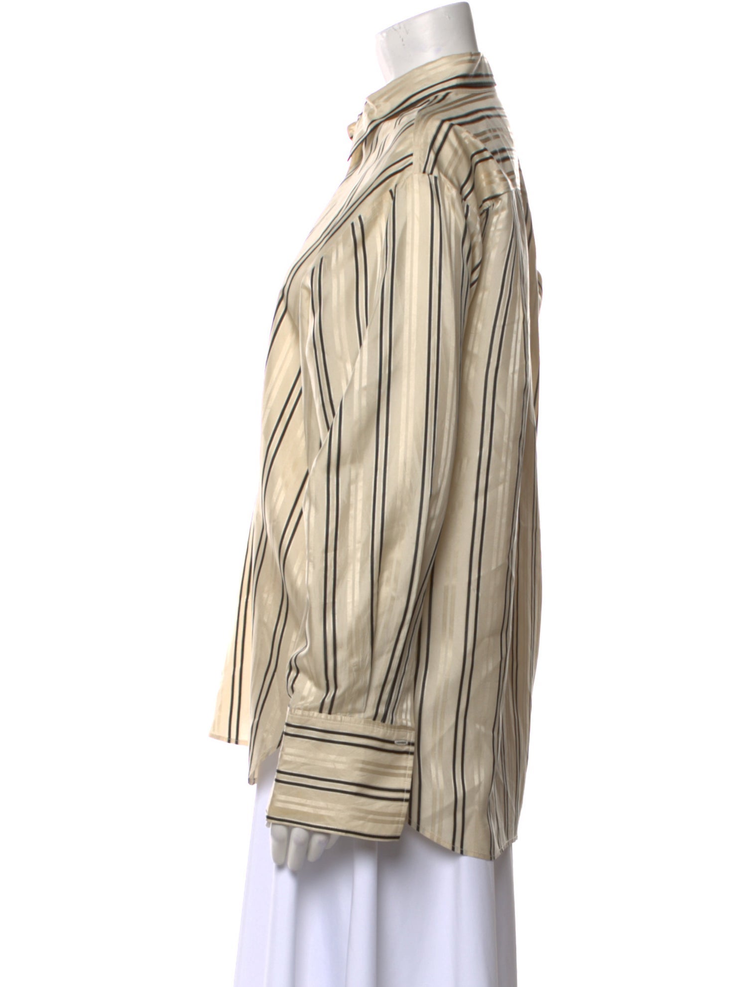 FRAME Silk Striped Button-Up Top