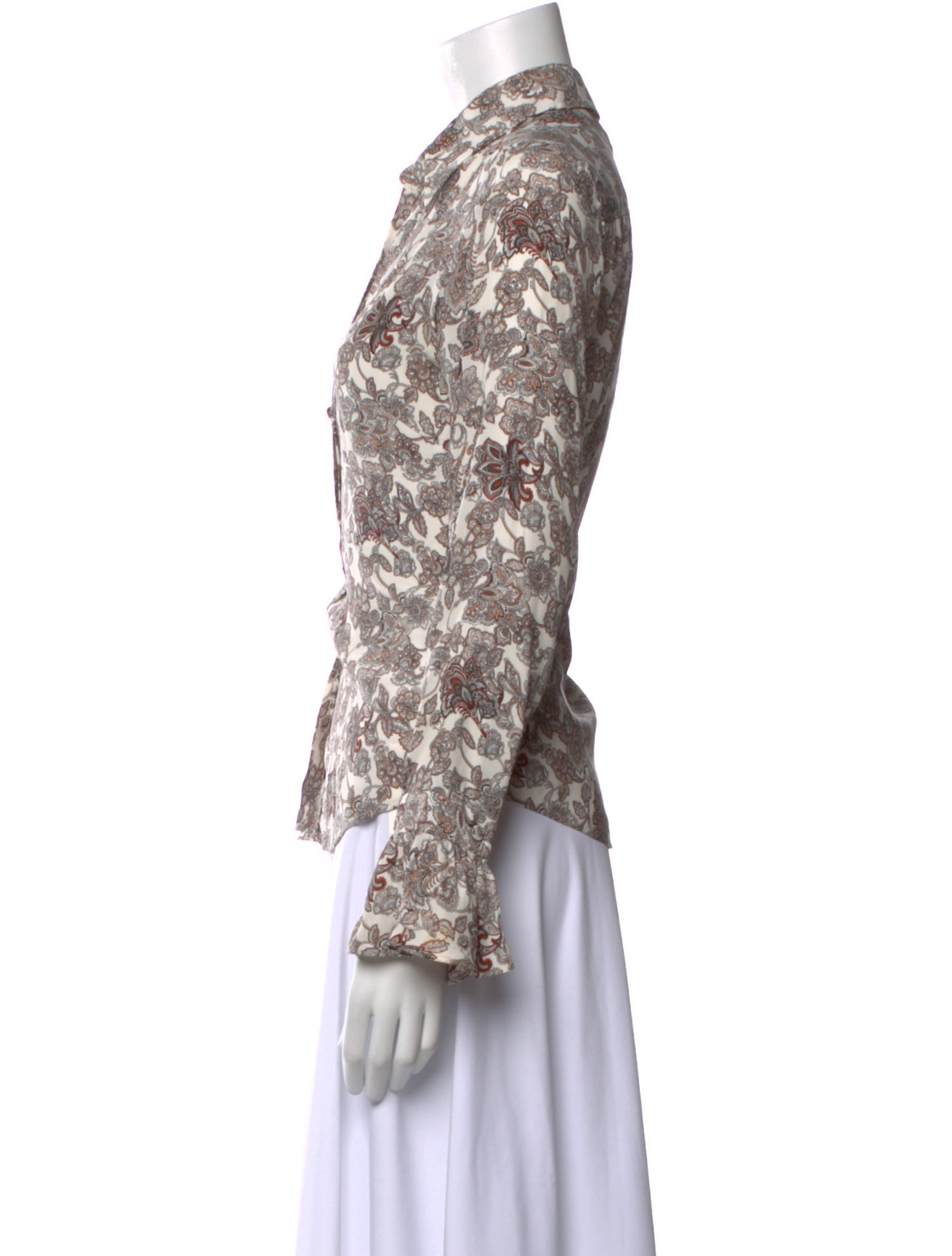 FRAME Silk Floral Print Button-Up Top