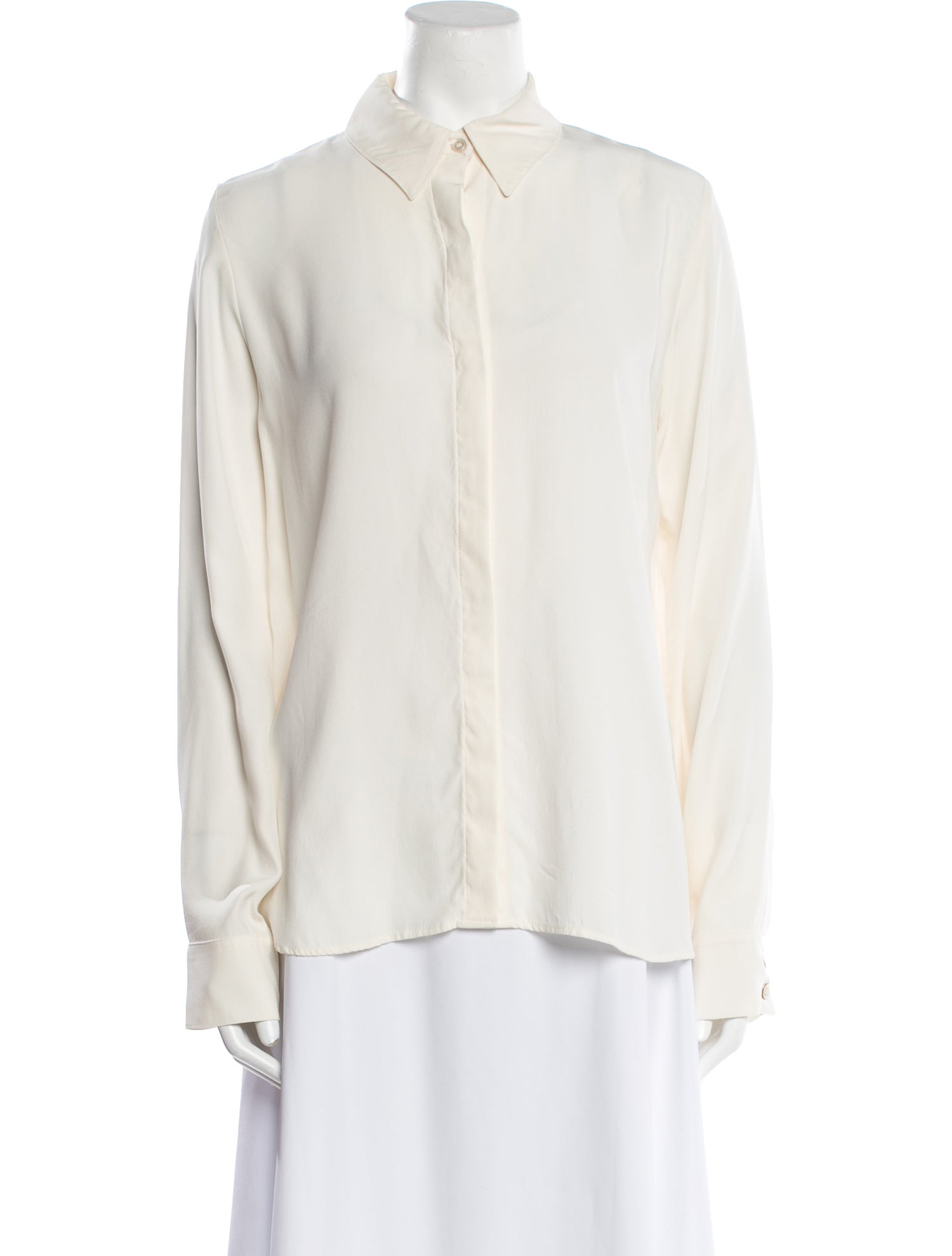 FRAME Silk Long Sleeve Button-Up Top
