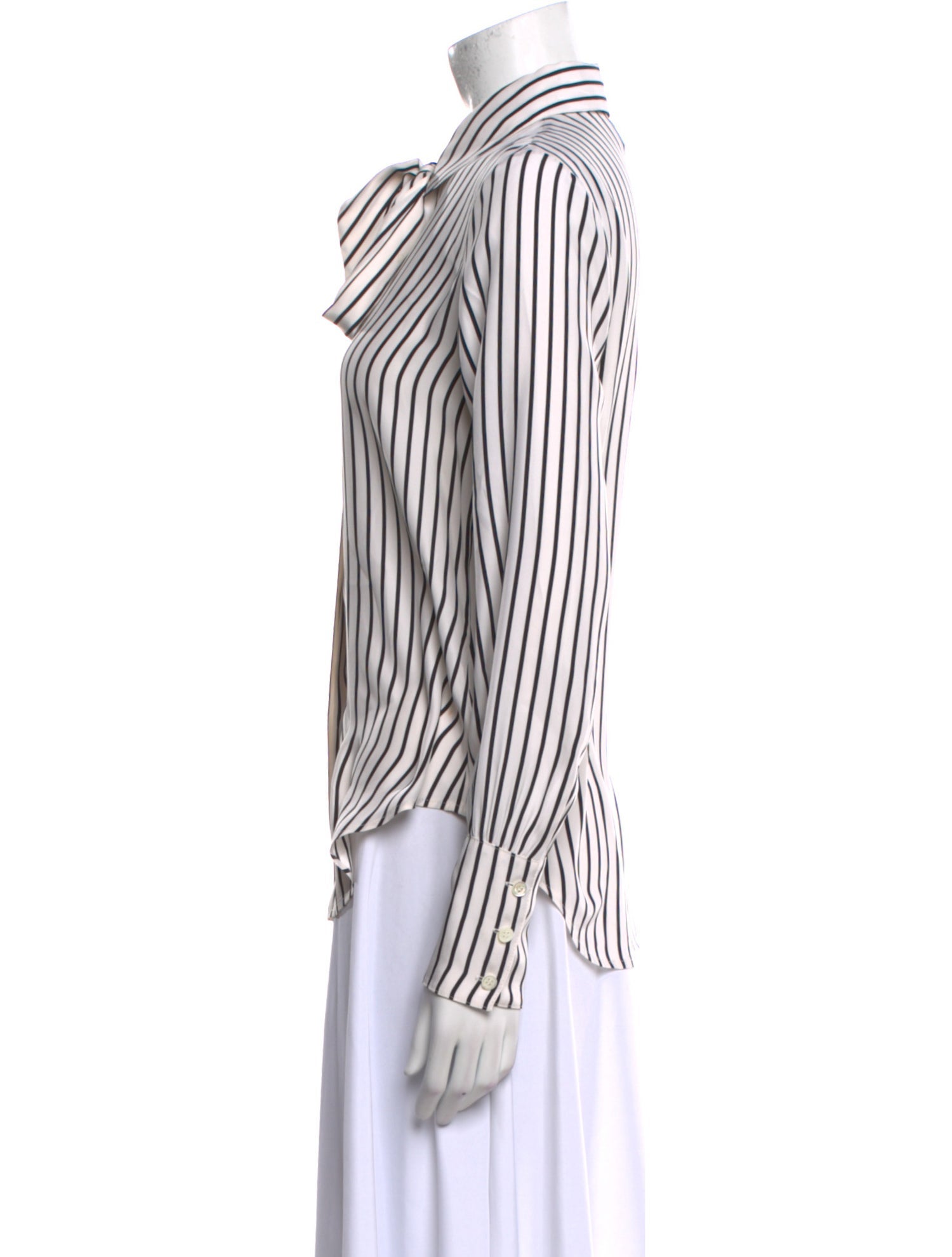 FRAME Silk Striped Button-Up Top