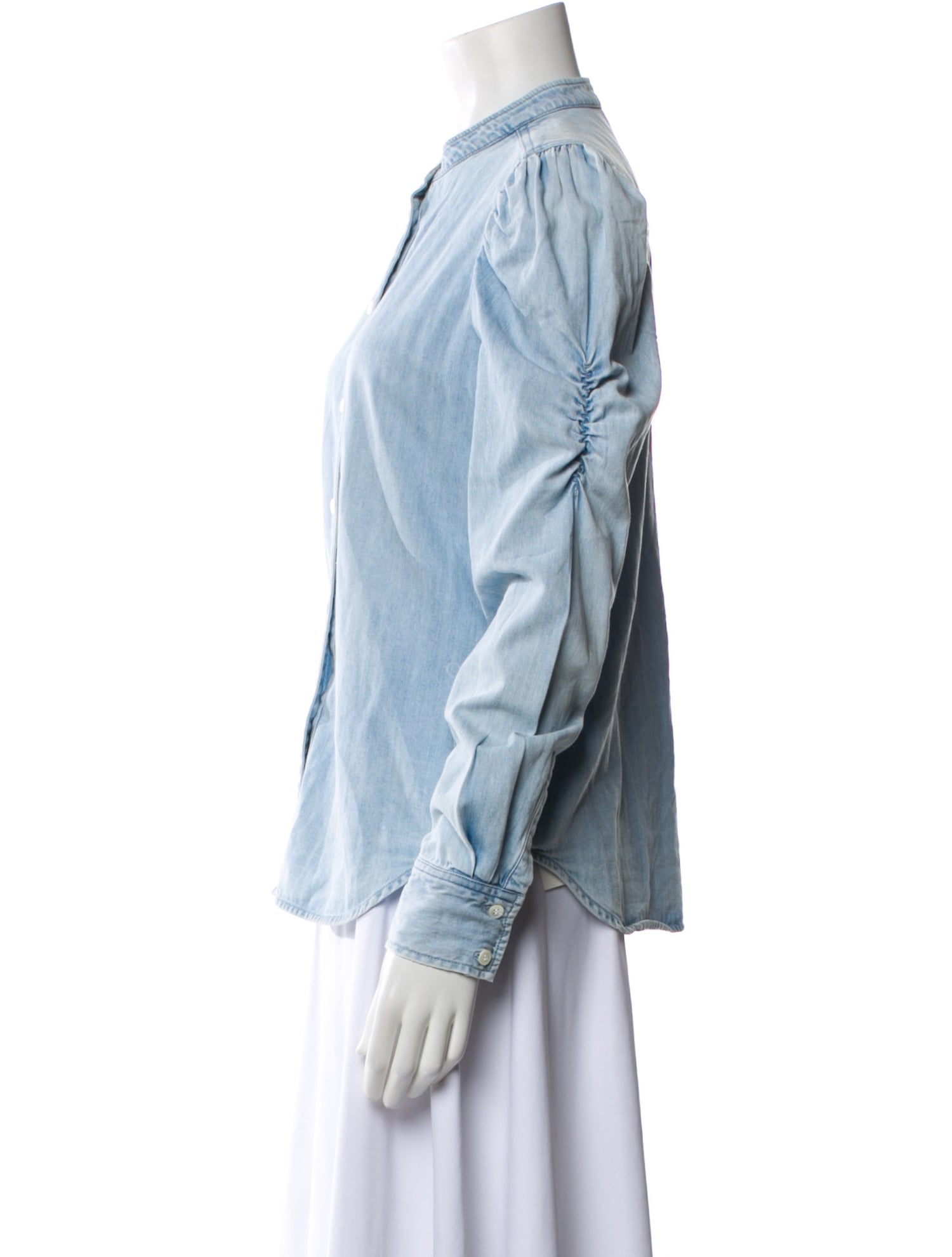 FRAME Mock Neck Long Sleeve Button-Up Top