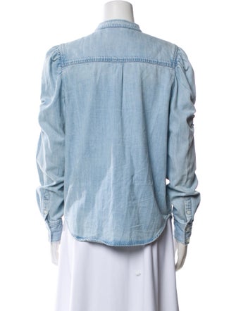 FRAME Mock Neck Long Sleeve Button-Up Top