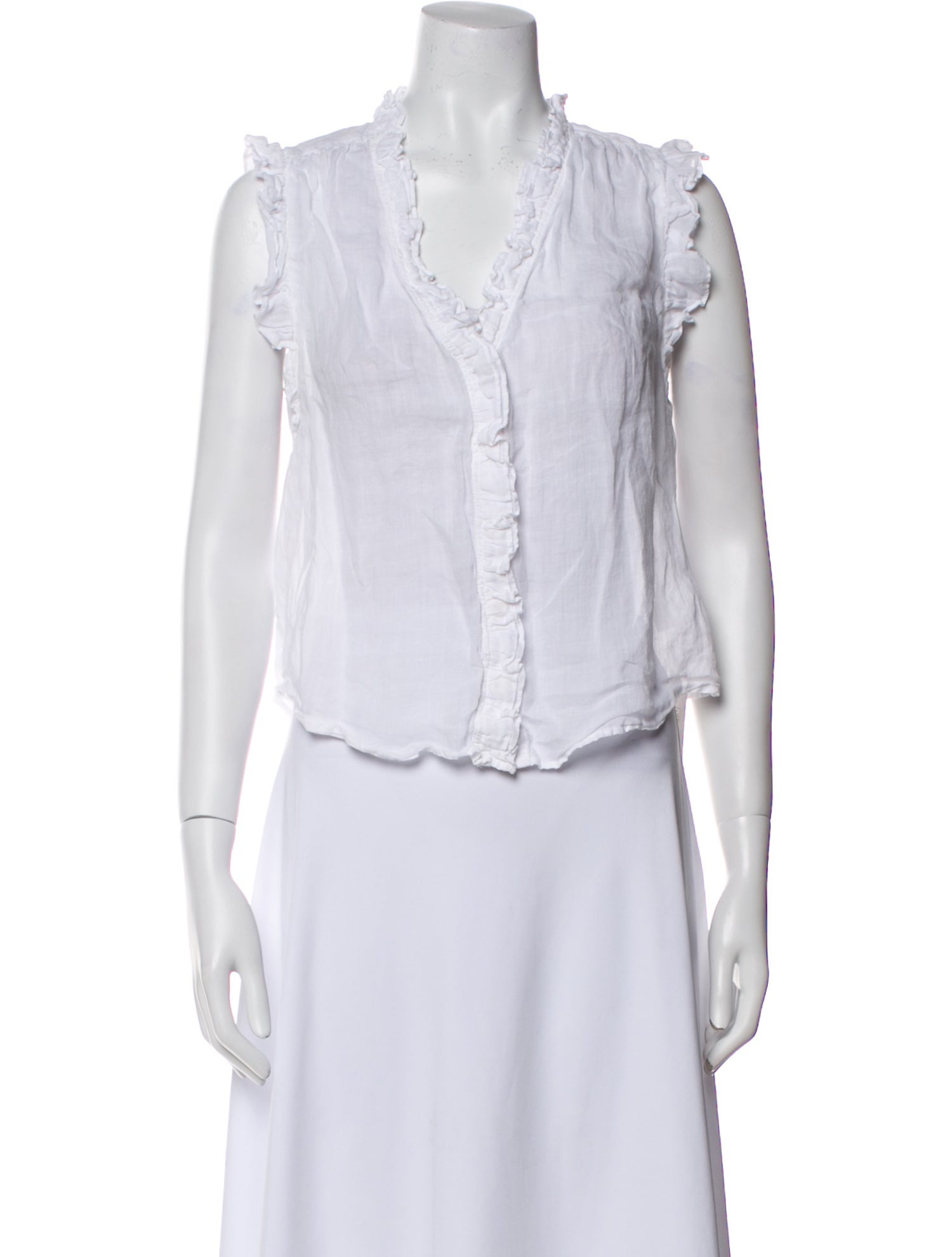 FRAME V-Neck Sleeveless Crop Top