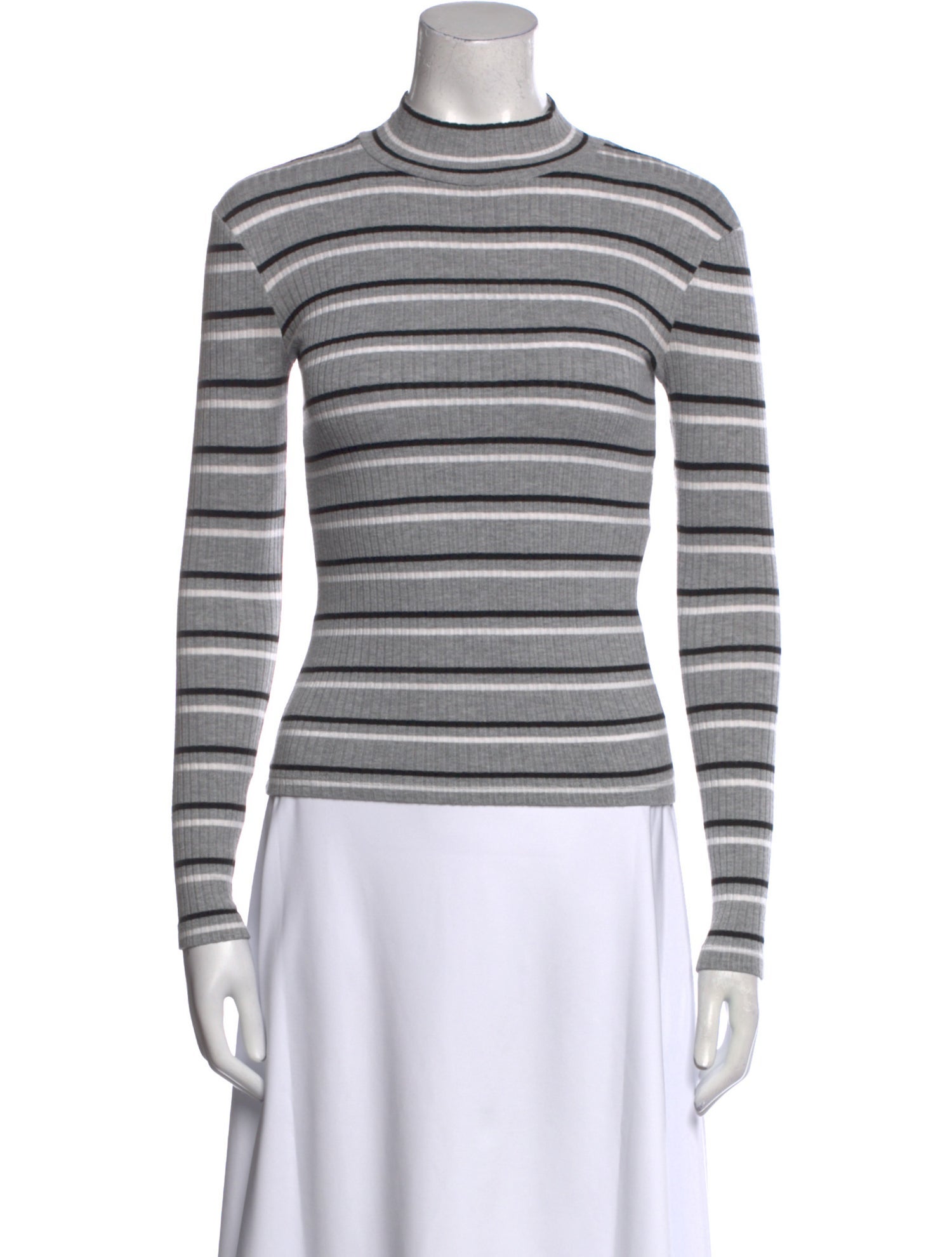 FRAME Striped Mock Neck Top