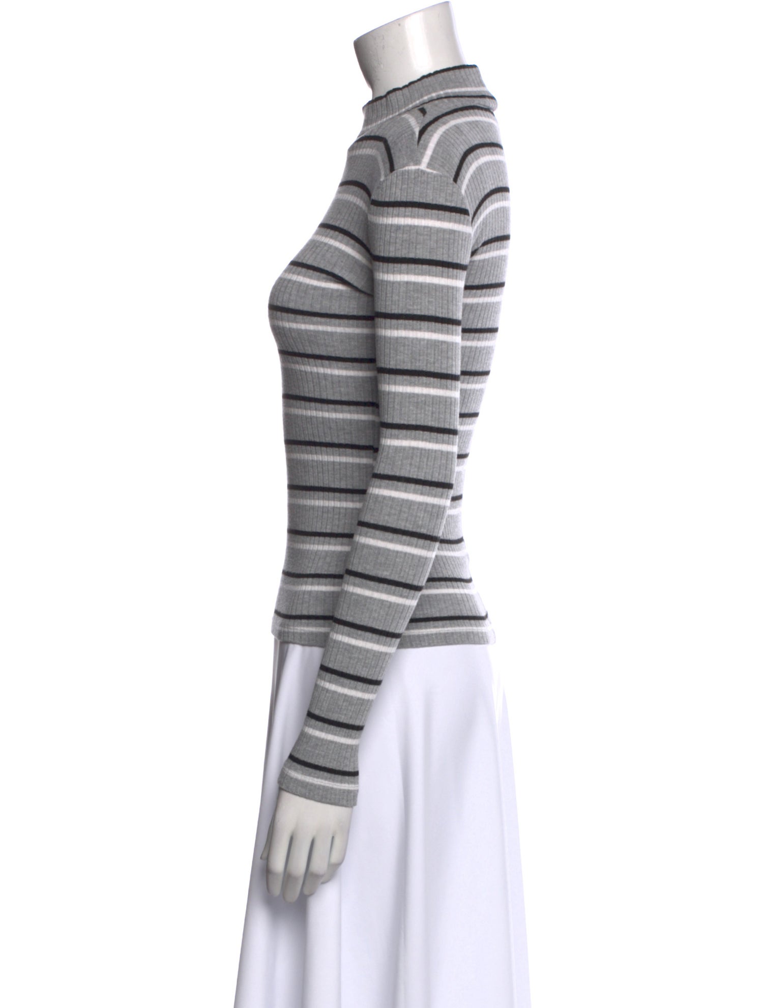 FRAME Striped Mock Neck Top