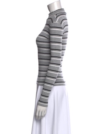 FRAME Striped Mock Neck Top