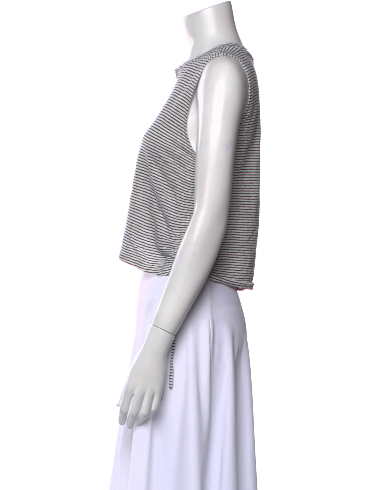 FRAME Linen Striped Crop Top