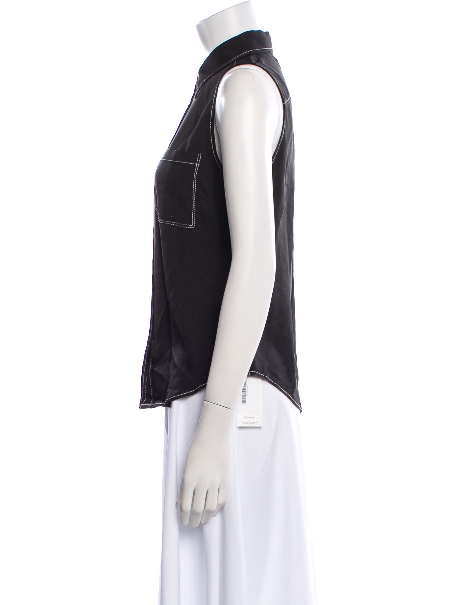 FRAME Silk Sleeveless Button-Up Top