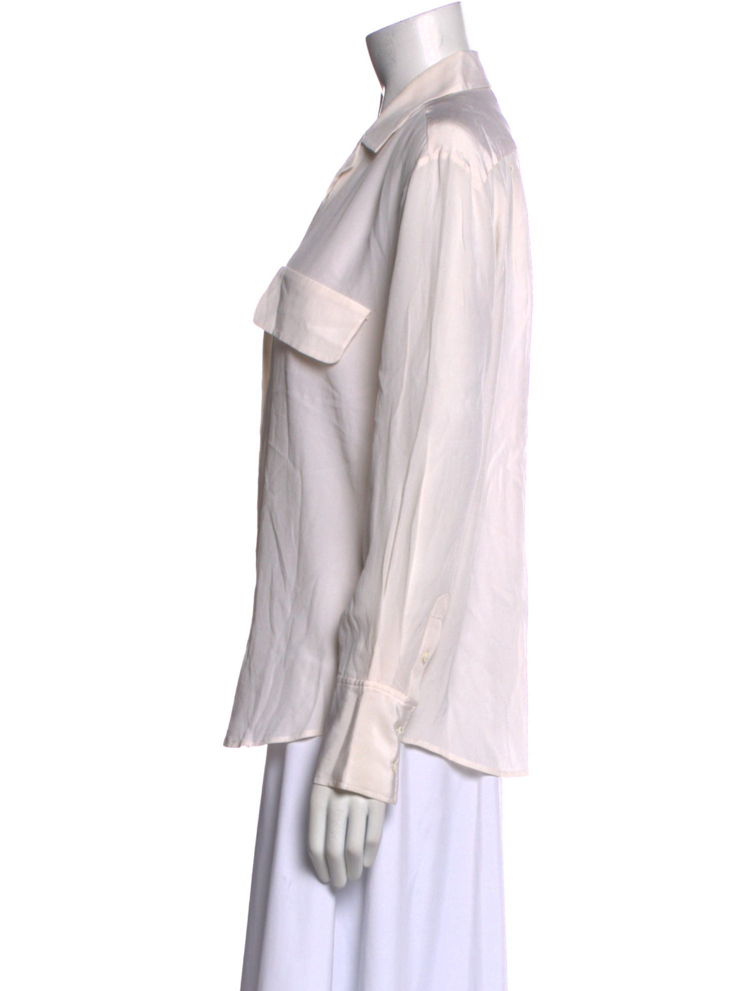 FRAME Silk Long Sleeve Button-Up Top