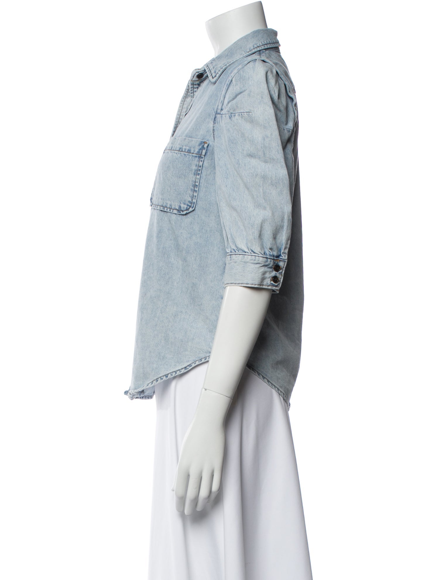 FRAME Three-Quarter Sleeve Button-Up Top