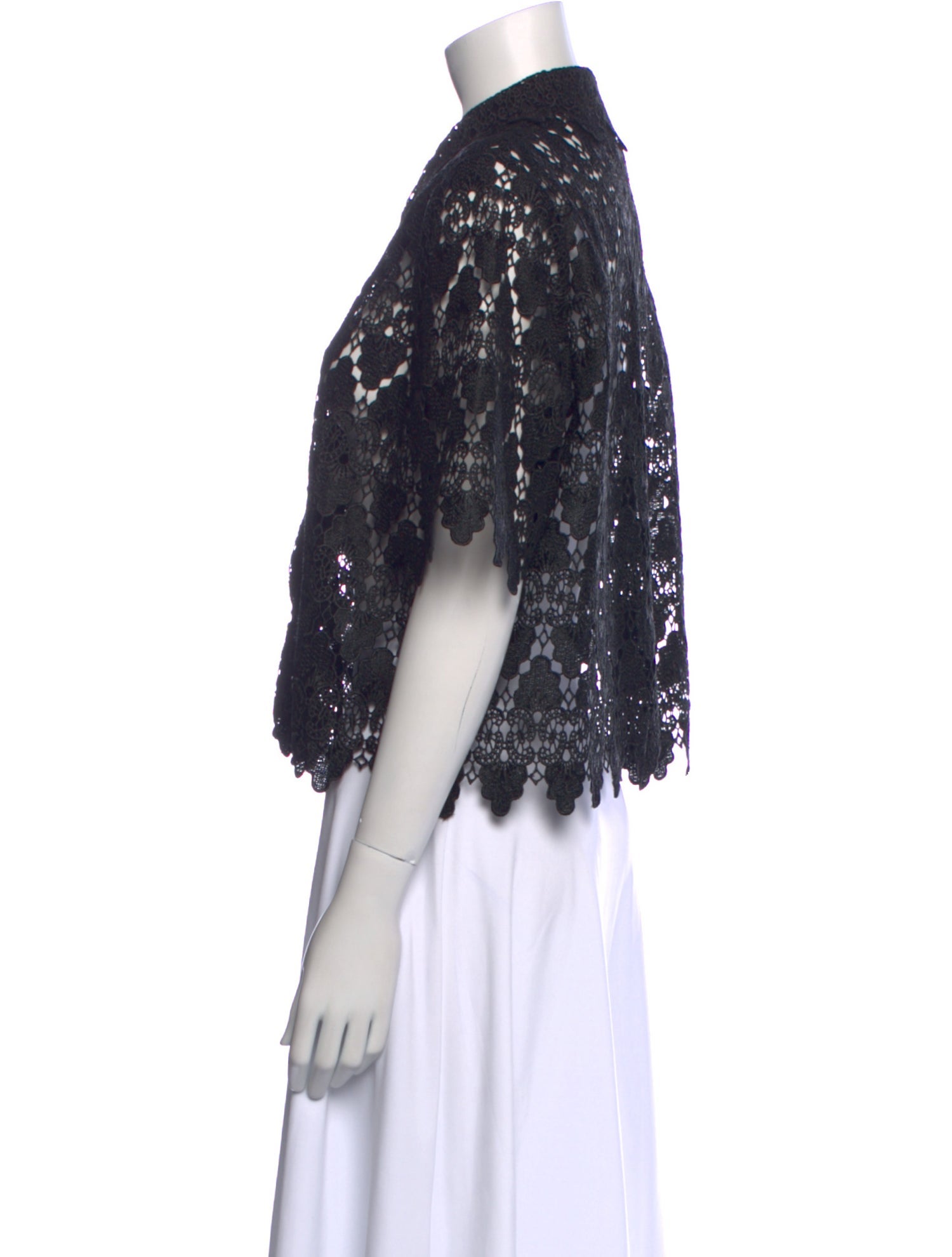 FRAME Lace Pattern Mock Neck Crop Top