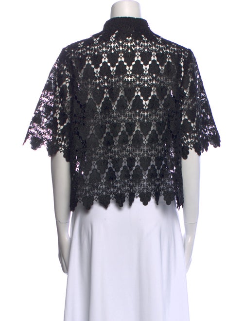 FRAME Lace Pattern Mock Neck Crop Top